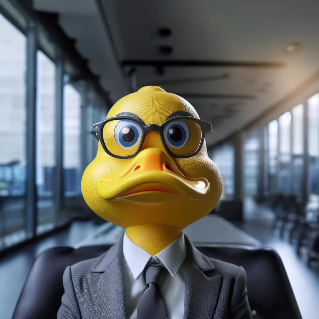 Kumiankka on pomo ja katsoo sinua arvioiden