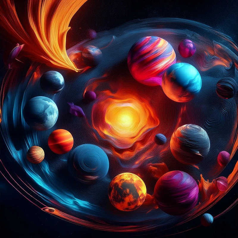 opas-chapter-800x800-best-online-resources-and-tutorials Abstract illustration of a vibrant solar system with planets symbolizing different online resources and guides orbiting around a central sun representing knowledge.