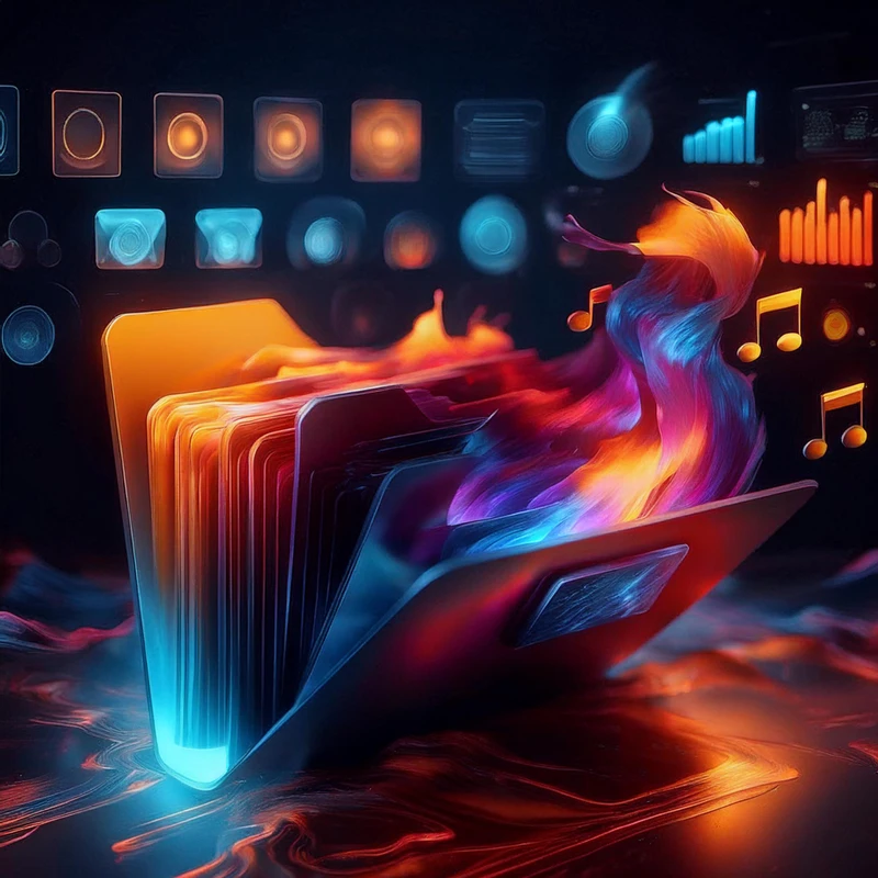 opas-chapter-800x800-optimizec-workflow Digitaalinen kansio, josta nousee värikkäitä ja abstrakteja elementtejä symboloiden tehokasta työnkulkua ja järjestelyä