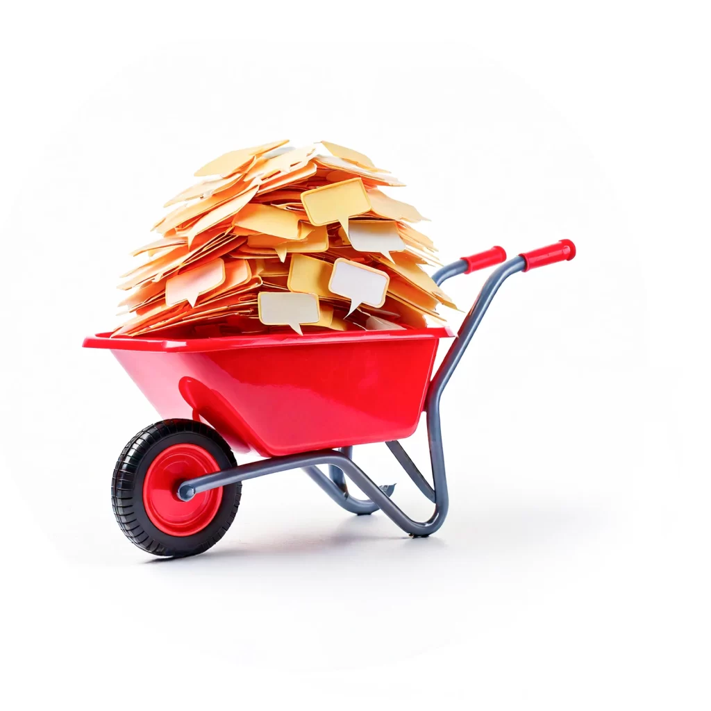 Argumentorissa riittää puhekuplia Puhekuplia punaisissa kottikärryissä